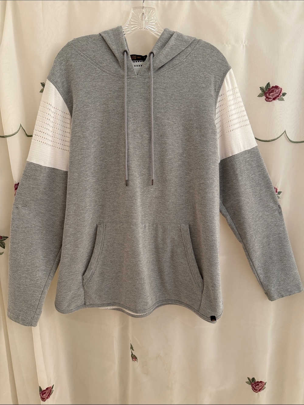 Energy Zone Gray Crewneck Hoodie with White Sleeve Panels and Back